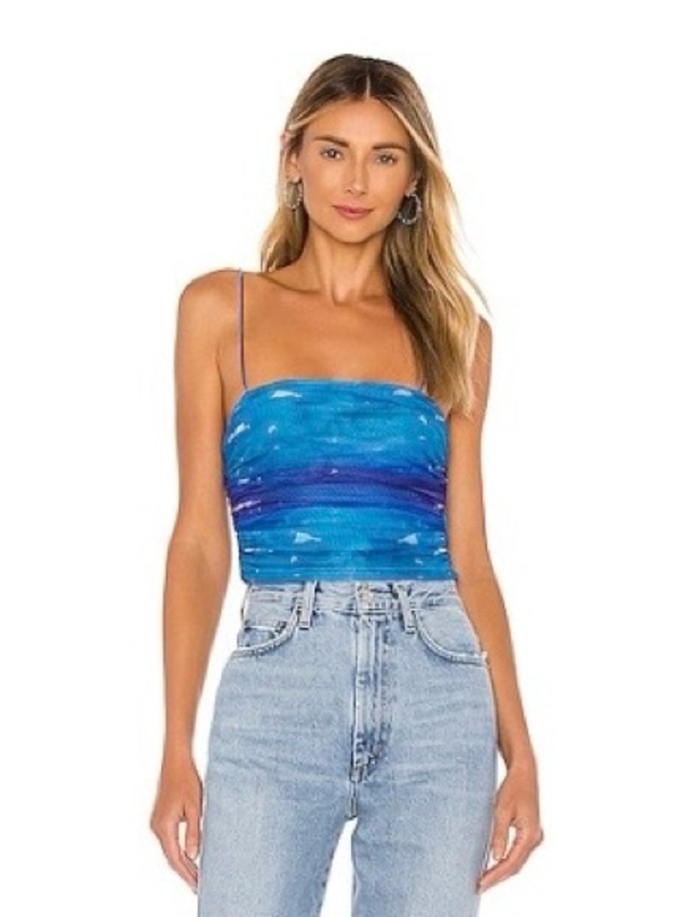 superdown Lissie Shirred Cami Top in Color Blue Ombre